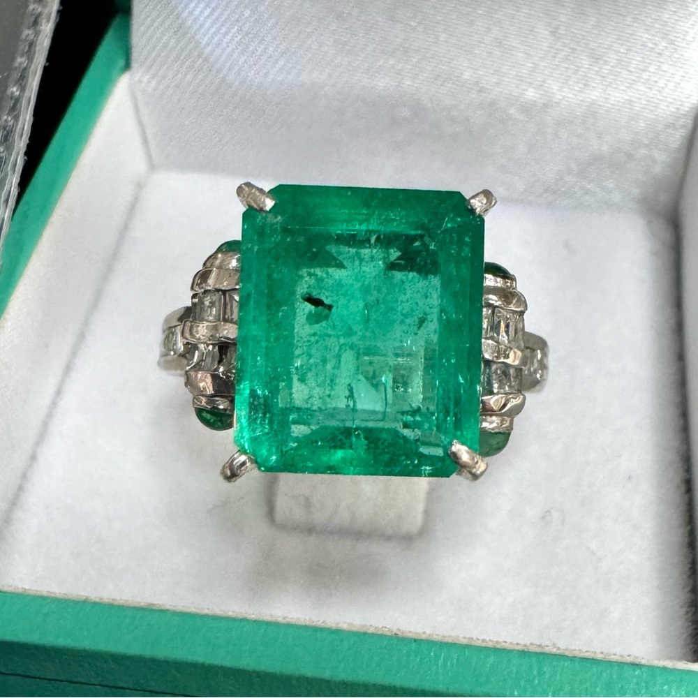 GIA 4.92 Ct Columbian Emerald Diamond Ring